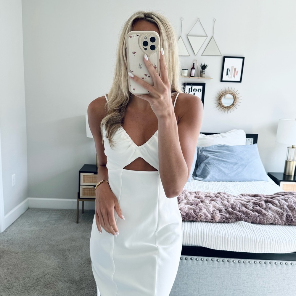Finders Keepers White Cut Out Midi Dress Bridal Bachelorette Size 2